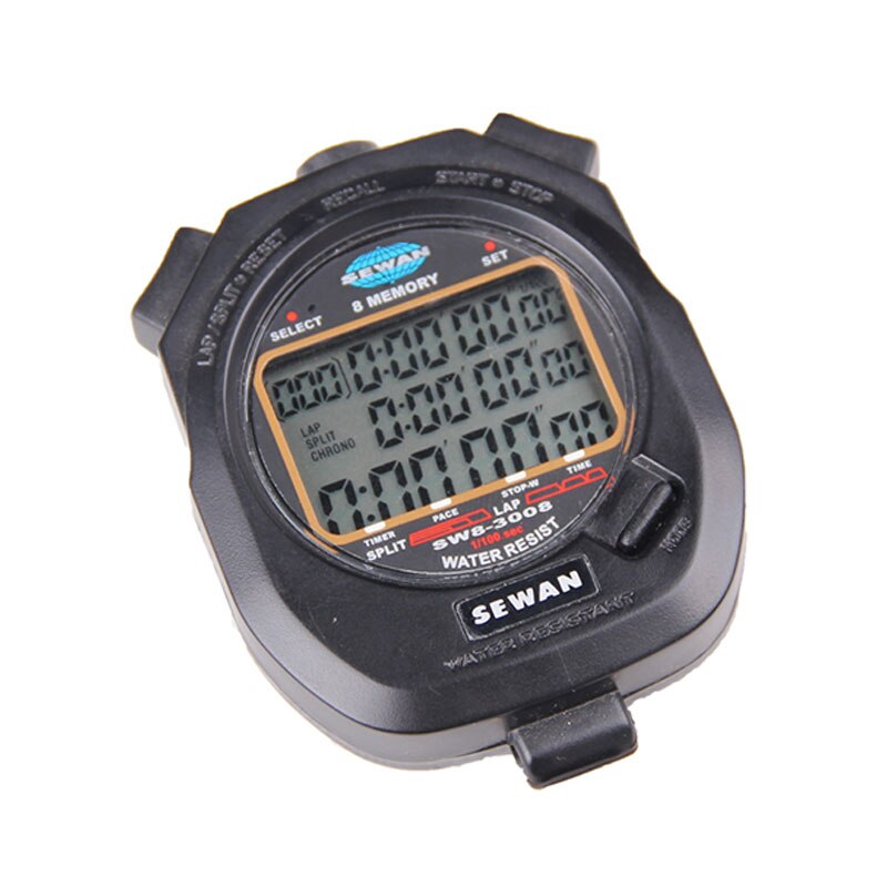 8 memory Electronic Stop watch Digital timer stopwatch Sports gym Metal interval timer referee chronograph