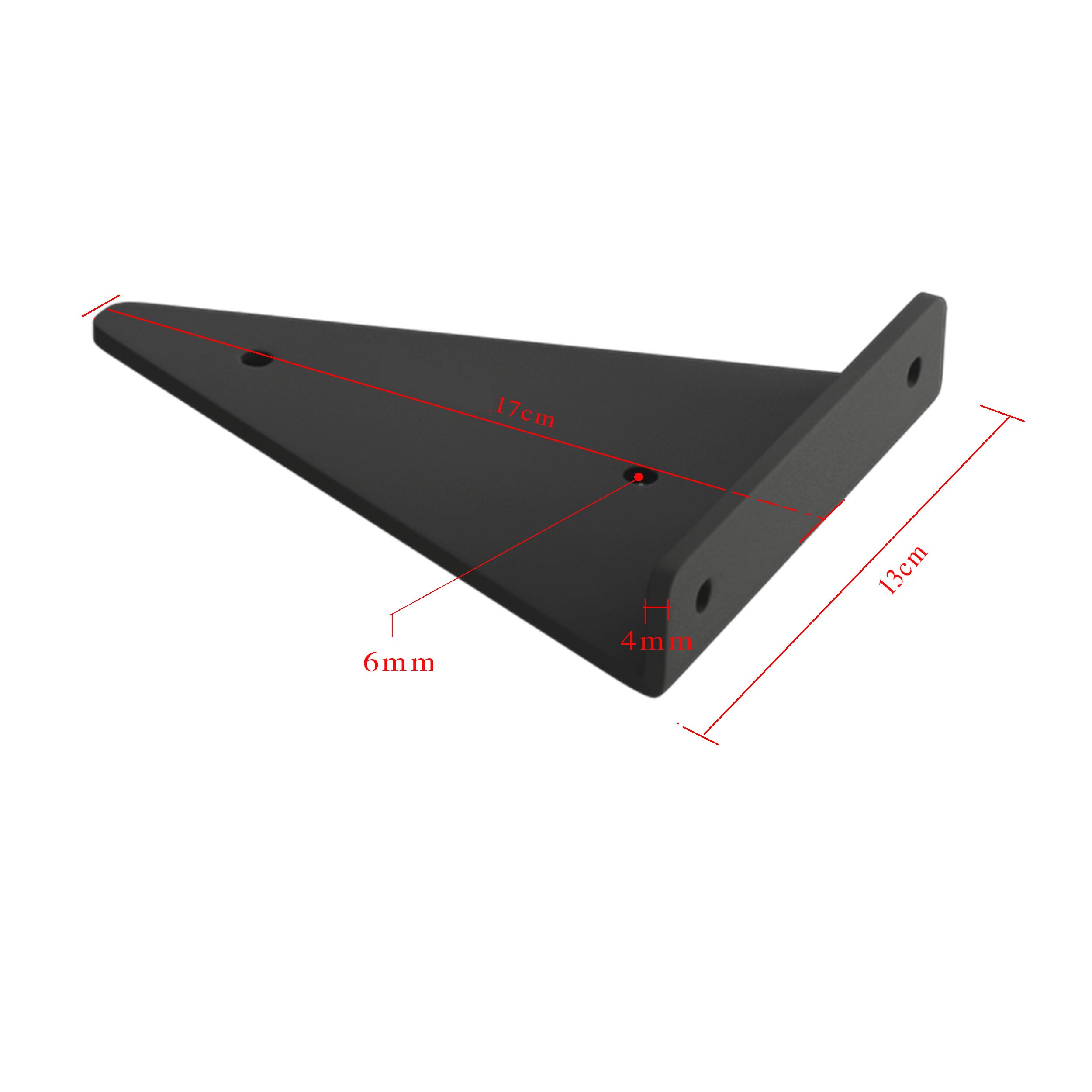 1PC Triangle Wall Bracket Fixed Tray Shelf Wall Mounted Wood Metal Straight Bracket Household Hardware: Black 17cm