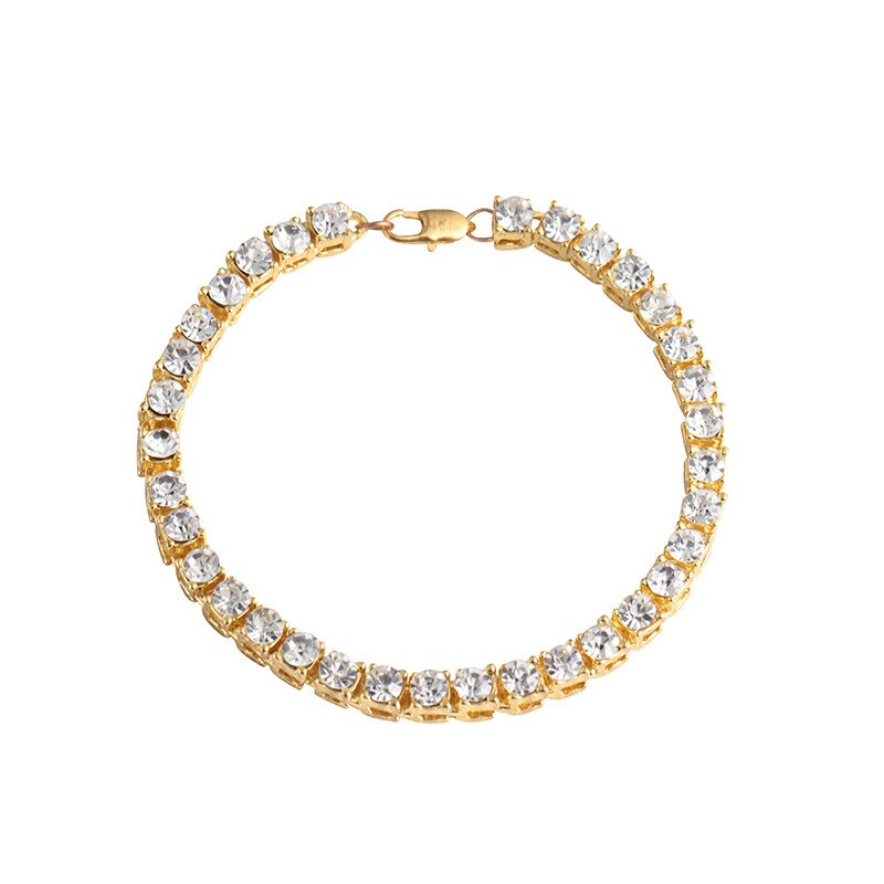 Mode Goud Zilver Kleur Iced Out Armband Mannen Hip Hop Sieraden Unisex Vrouwen Bling Bling Steentjes Crystal Ketting Armband: BT001-1