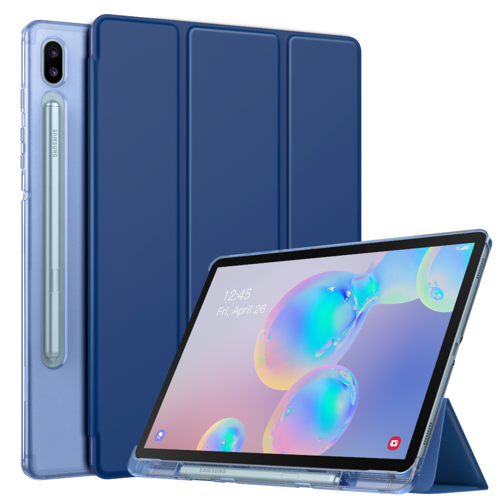 Case For Samsung Galaxy Tab S6 10.5 ,Ultra Thin Slim Shell Trifold Stand Cover with Frosted Back with Auto Wake & Sleep: Navy Blue