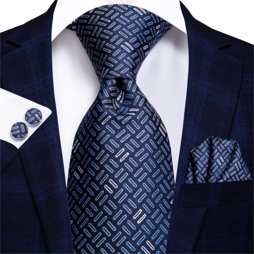 Hi-Tie-corbata de seda 100% para hombre, corbatas formales de lujo para boda, color azul, 8,5 cm: SN-3259
