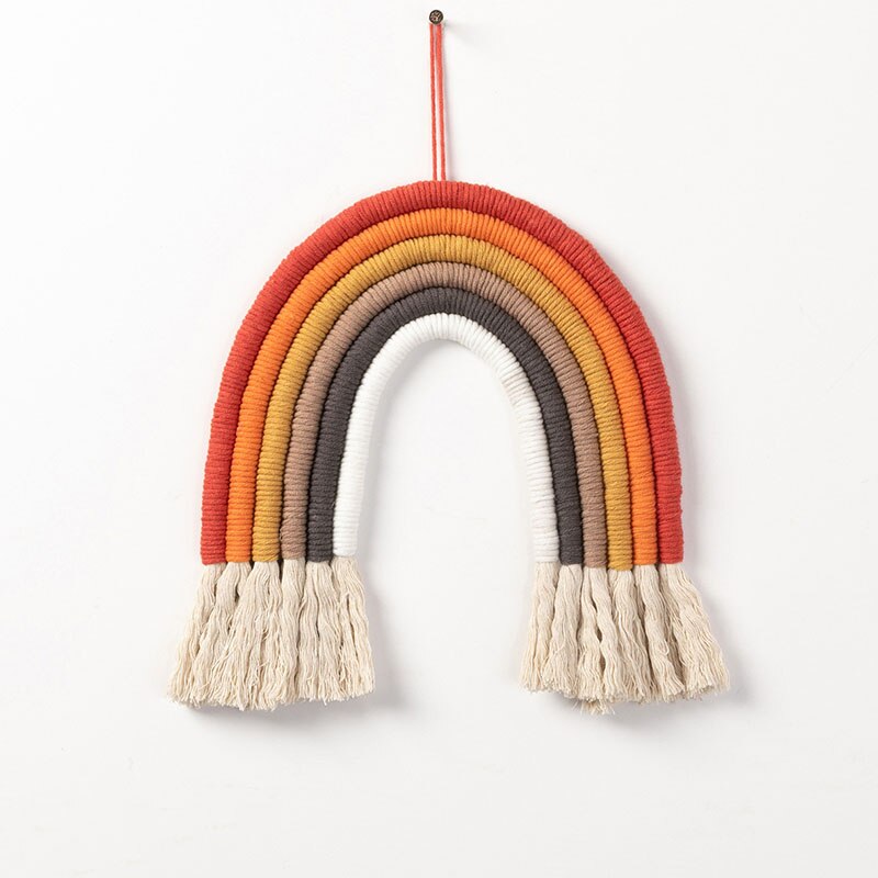 Bricolage corde arc-en-ciel jouet à la main tissé arc-en-ciel décoration tenture murale nordique bébé chambre décor accessoires de noël