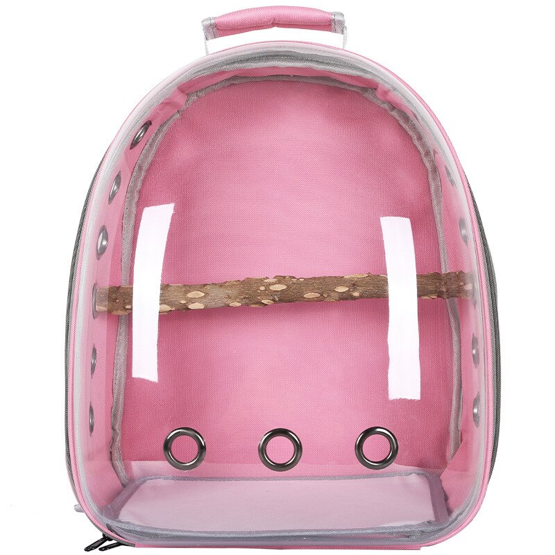 Zaino da viaggio per pappagalli per animali domestici gabbia per uccelli trasparente grande scatola di trasporto per cabina portatile zaino grigio: Colore rosa