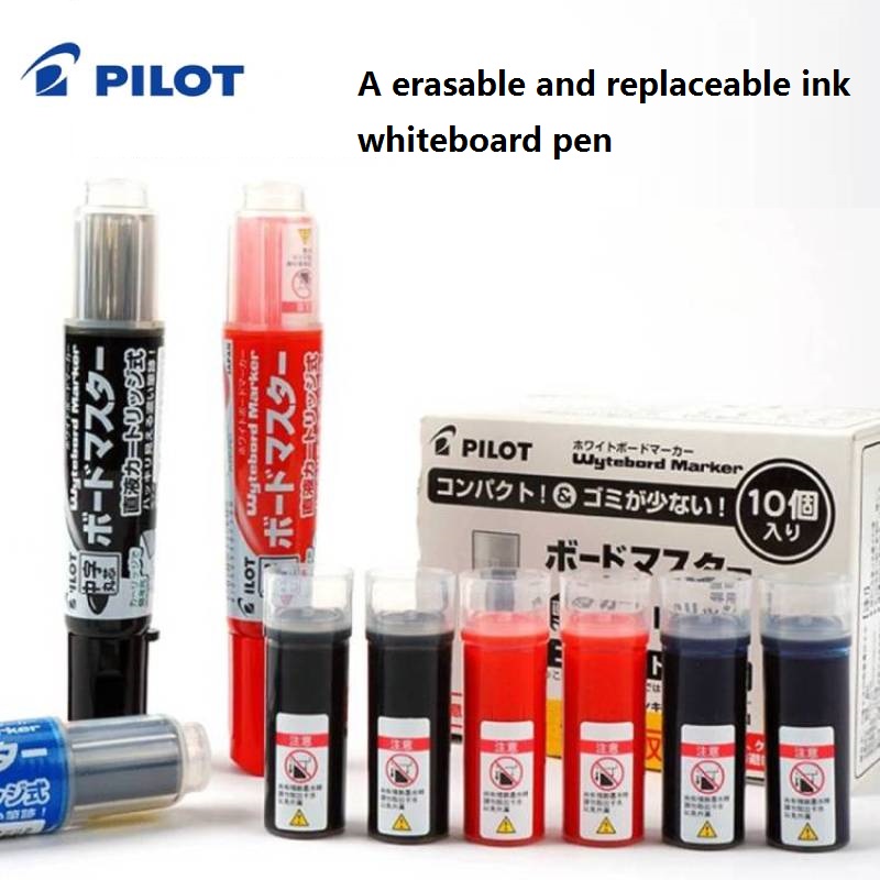 Marqueur de tableau blanc effaçable de couleur pilote, grande capacité, encre liquide rechargeable, marqueurs de tableau blanc, peinture scolaire, fournitures de bureau