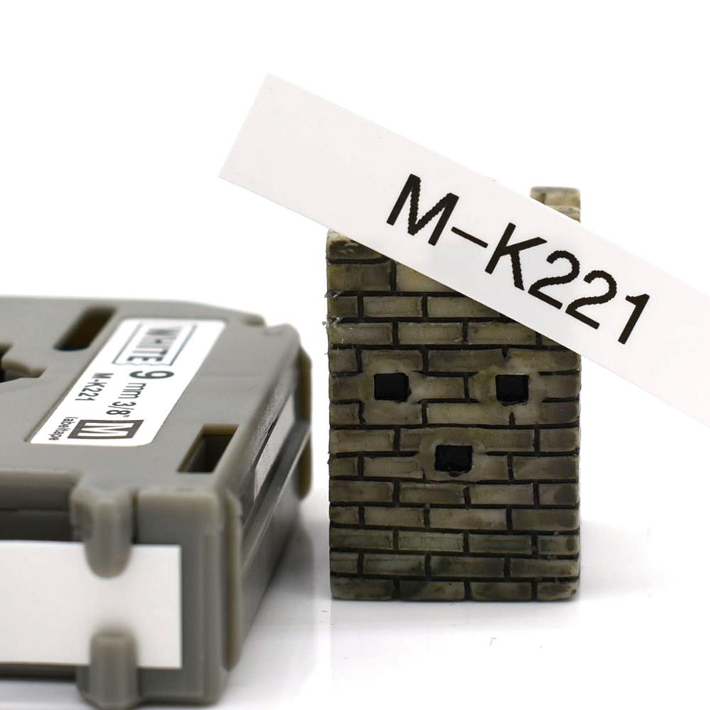 Cidy MK-221 Compatibel Brother M-K221 MK221 Mk 221 Zwart Op Wit 9 Mm Sterke Lijm Label Tapes Voor PT-80 PT-70