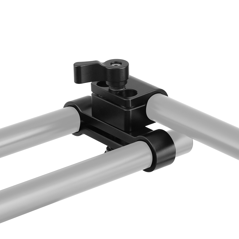 HDRIG 15mm Rod Clamps 15mm Single Rod Clamp &amp; Dual Rod Clamp Adapter With Ratchet Locking Knob For DSLR Camera