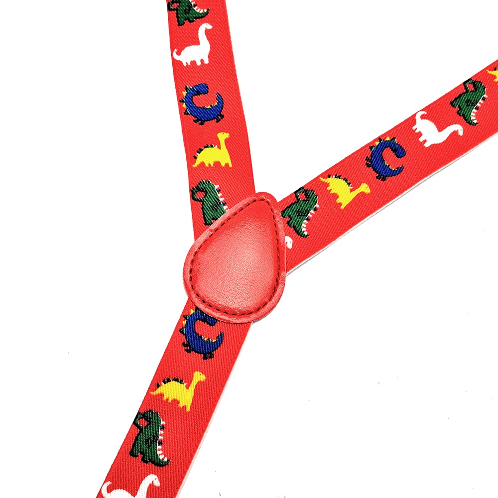 Tirantes ajustables para bebé y adulto, tirantes con Estampado de dinosaurios rojos, 2,5 CM de ancho, 3 clips, para niños, niñas, hombres y mujeres
