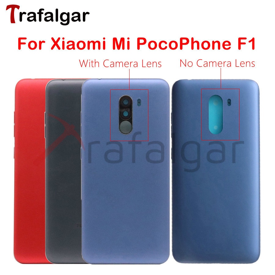 Voor Xiaomi Pocophone F1 Terug Batterij Cover Achterdeur Behuizing Case Voor Xiaomi Poco F1 Batterij Cover + Zijknop sleutel Vervangen