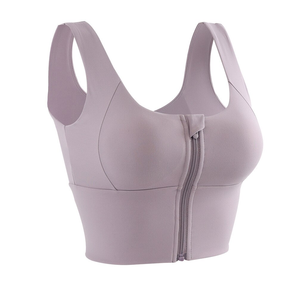 Sujetador deportivo Mujer de alto impacto Yoga Top con cremallera Sujetador deportivo para correr Fitness deportes sujetador Sujetador Push Up para mujer ropa deportiva femenina de: Lt purple / L