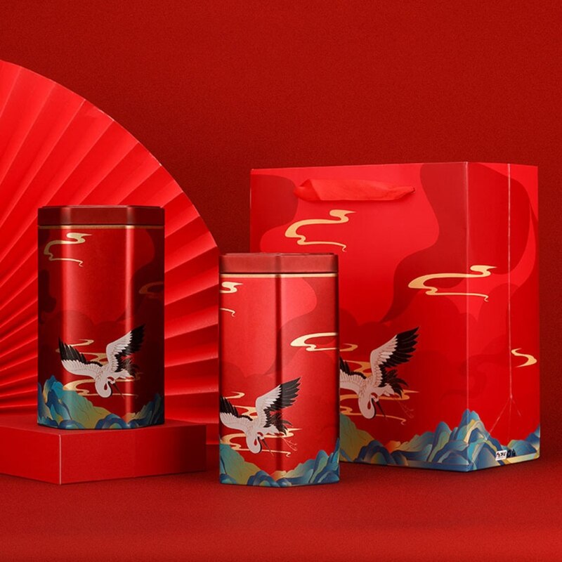 Chinese Style Tea Canisters Iron Tea Tin Canisters Tea Storage Box Small Coffee Tea Storage Jars Sealed Loose Packing Box