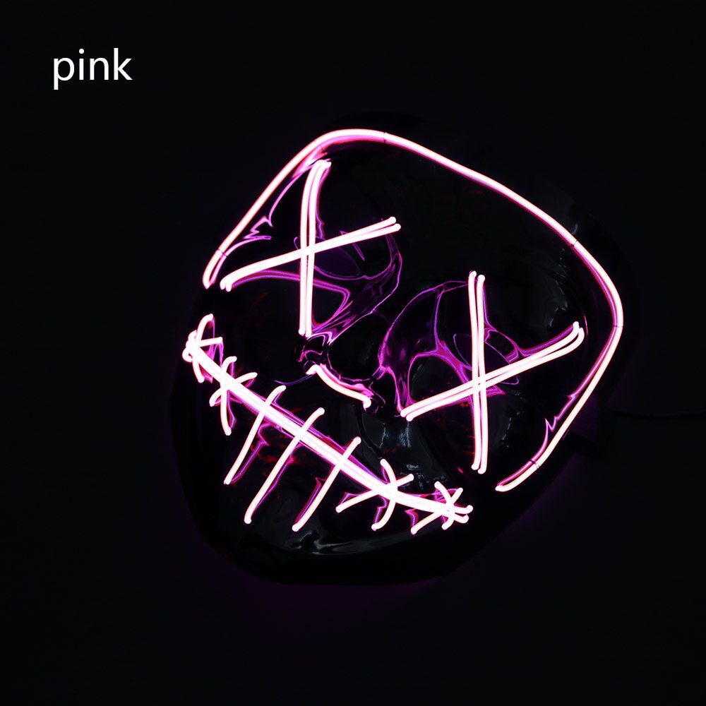 Halloween Party Trend LED Mask Purge Masks Election Mascara Costume DJ Party Light Up Cool Masks Glow In Dark: Pink