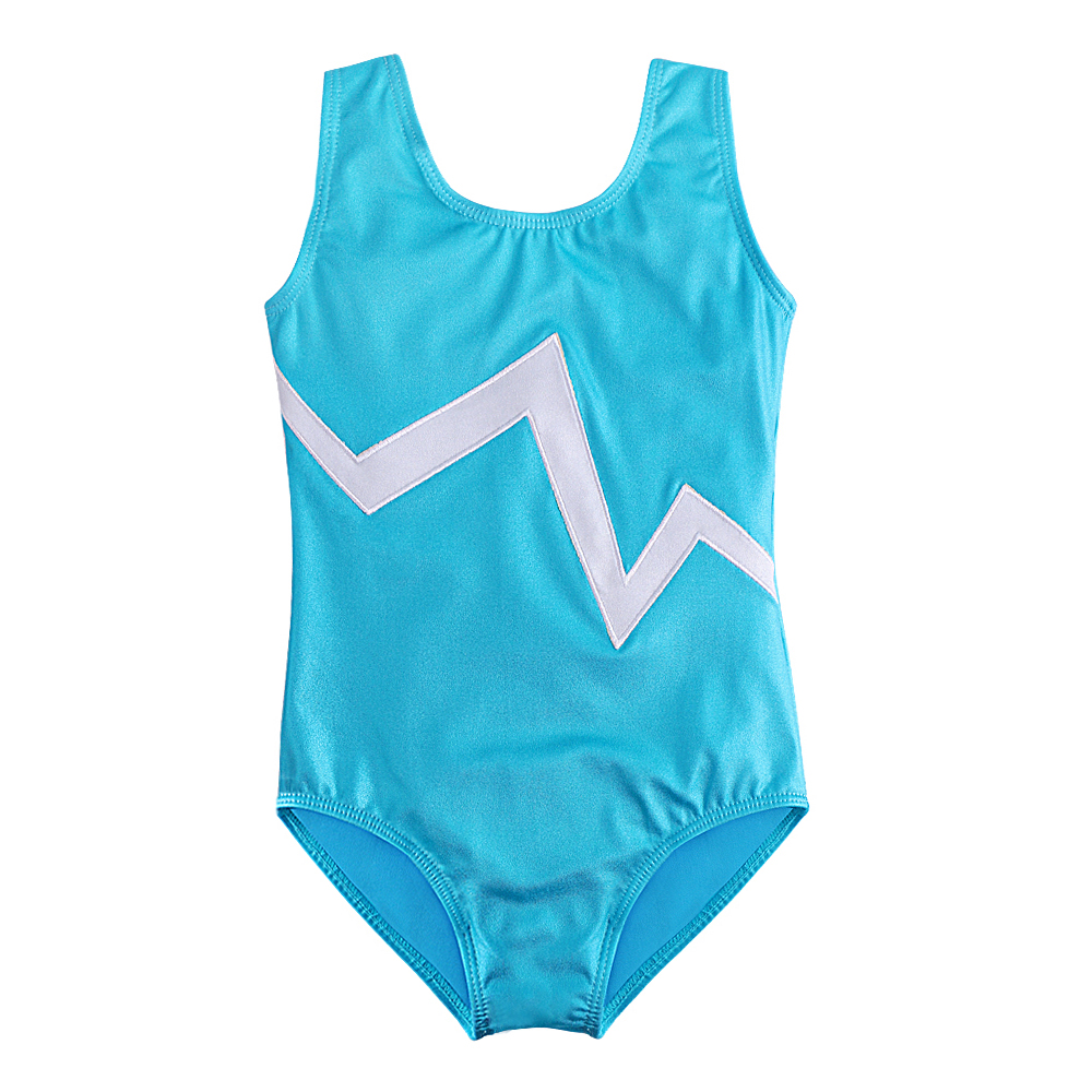 Girls Shiny Gymnastics Leotards Sleeveless Blue Flexible Ballet Dancesuit Leotards Dress Cloth
