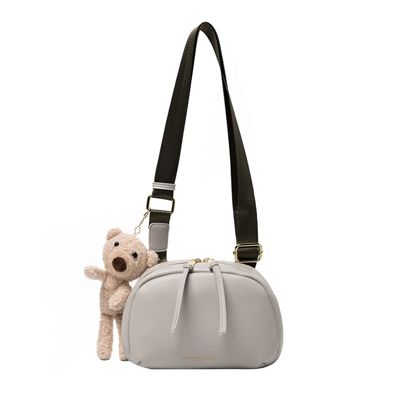 Mode Tassen Voor Vrouwen Effen Kleur Pu Lederen Beer Hanger Vrouwen Schouder Tas Crossbody Tassen Voor Vrouwen Sac een Belangrijkste