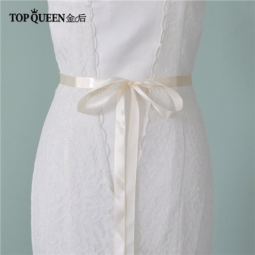 TOPQUEEN S375-S Wedding Dress Belts Bridal Waist Belt Dress Satin Ribbon Belt Indian Beaded Belt Luxury Rhinstone Dress Belts: ivory