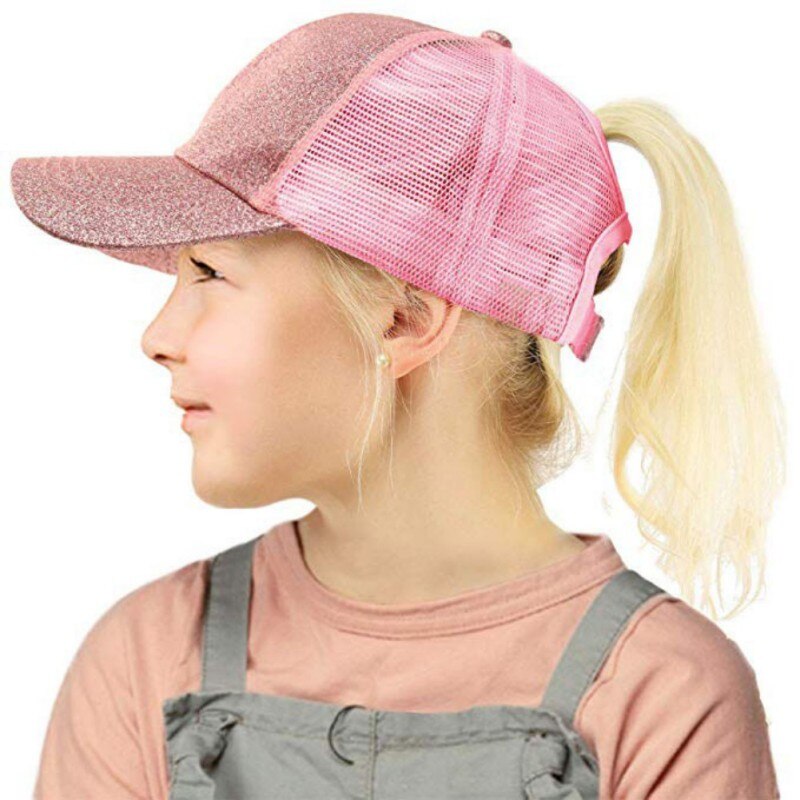 Kinderen Paardenstaart Baseball Cap Zomer Zonnehoed Outdoor Sport Mesh Cap