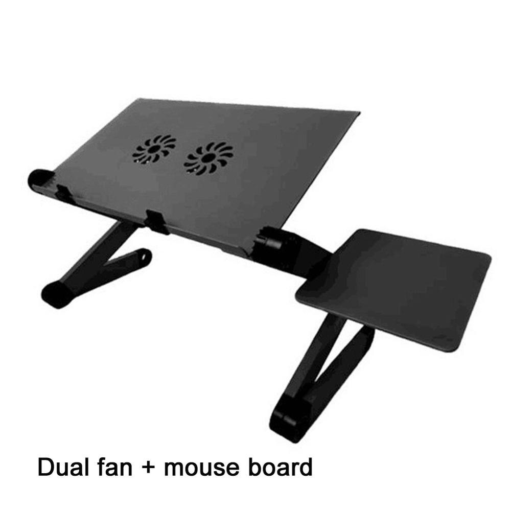 laptop skrivebord ergonomisk justerbart sammenleggbart laptop bord med kjølevifte musematte sengebrett pc notisbok stativ sofa skrivebord stativ: Svart c