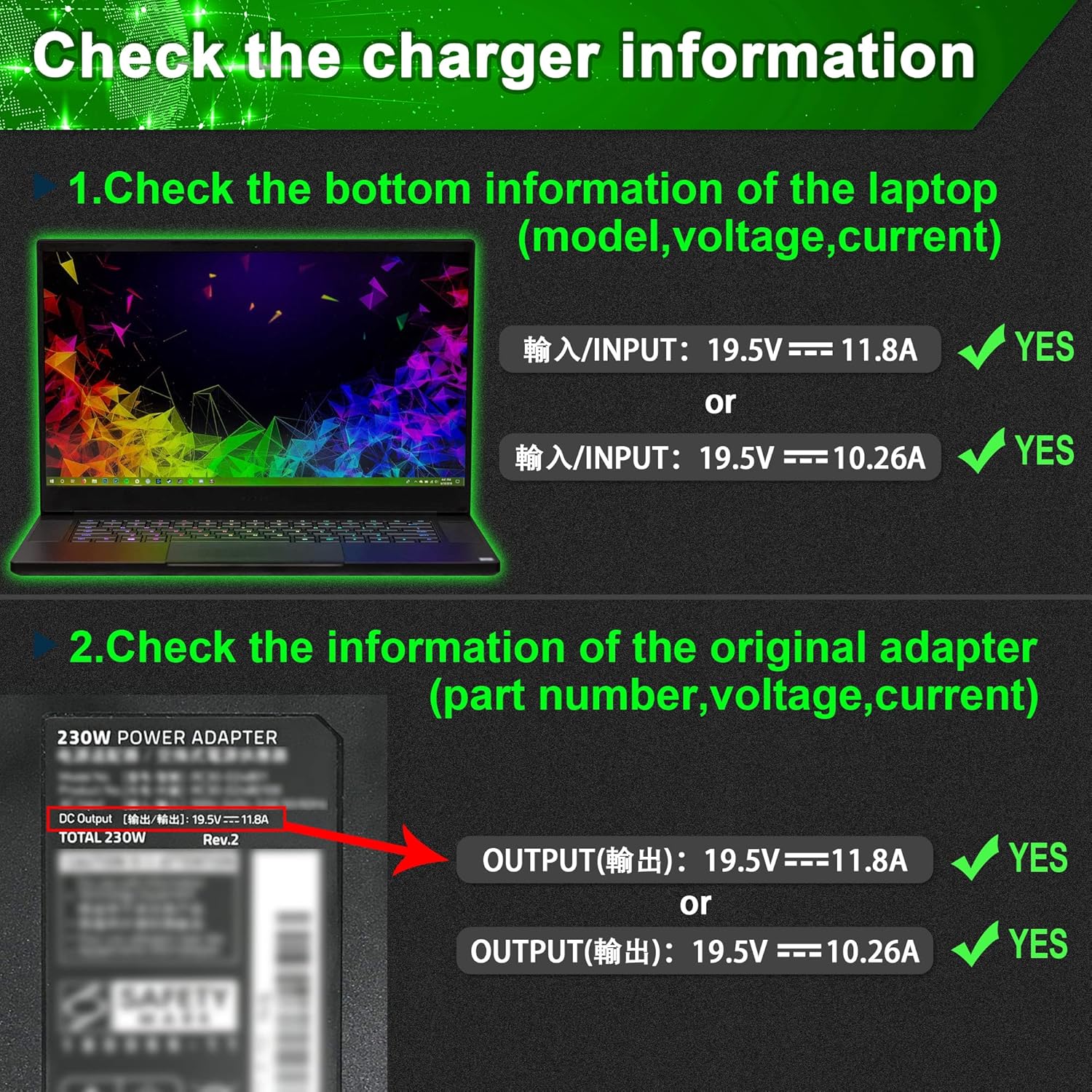 230 W 19,5 V 11,8 A Laptop Ladegerät Für Razer Blade 14 15 17 RTX3060 RTX3080 RTX2070 GTX1060 GTX1070 RTX 3070 Adapter Netzteil