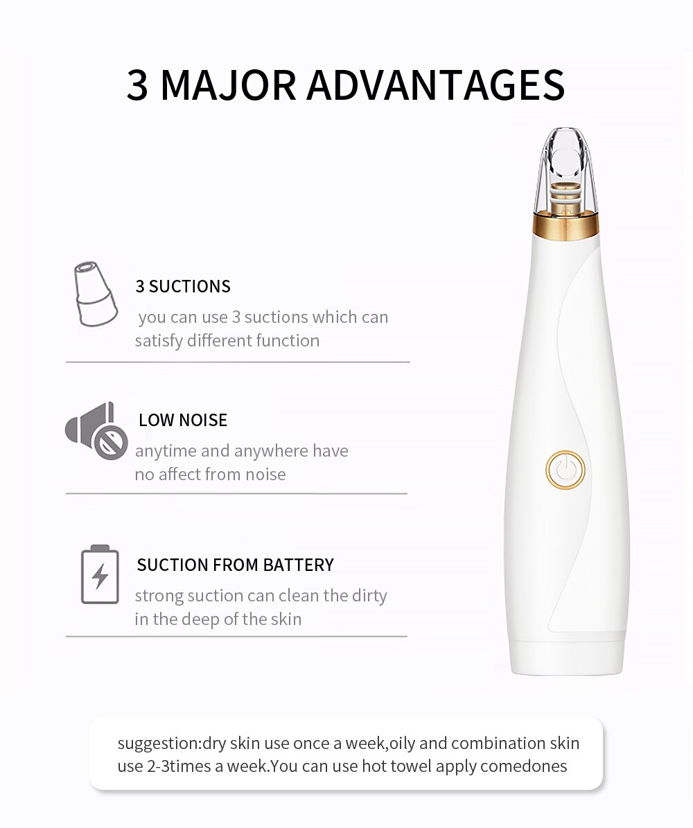 Blackhead Remover Face Deep Pore Cleaner Removal Vacuum Suction Facial SPA Diamond Beauty Skin Care Tool