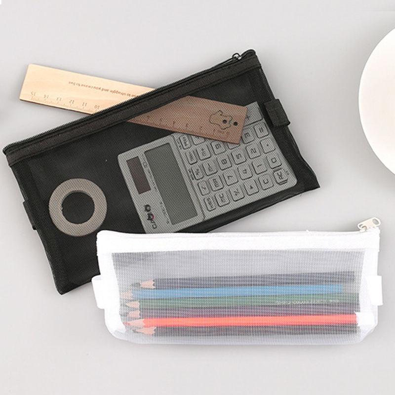 Simple Transparent Mesh Pencil Case Office Student Pencil Cases Nylon Kalem Kutusu School Supplies Pen Box Astuccio Scuola