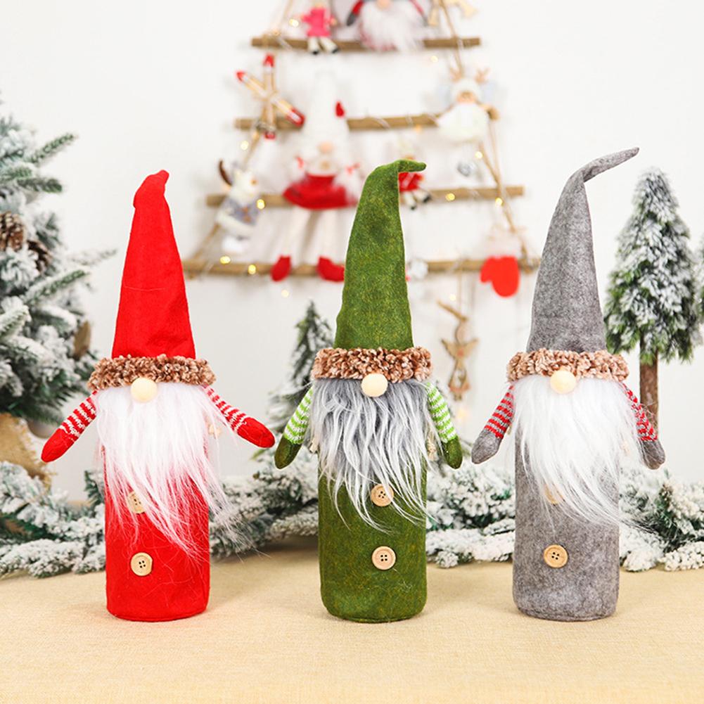 Xmas Kerstman Faceless Gnome Wijnfles Cover Champagne Tas Party Decor Kerst Decoratie Verpakking Zak Рождество