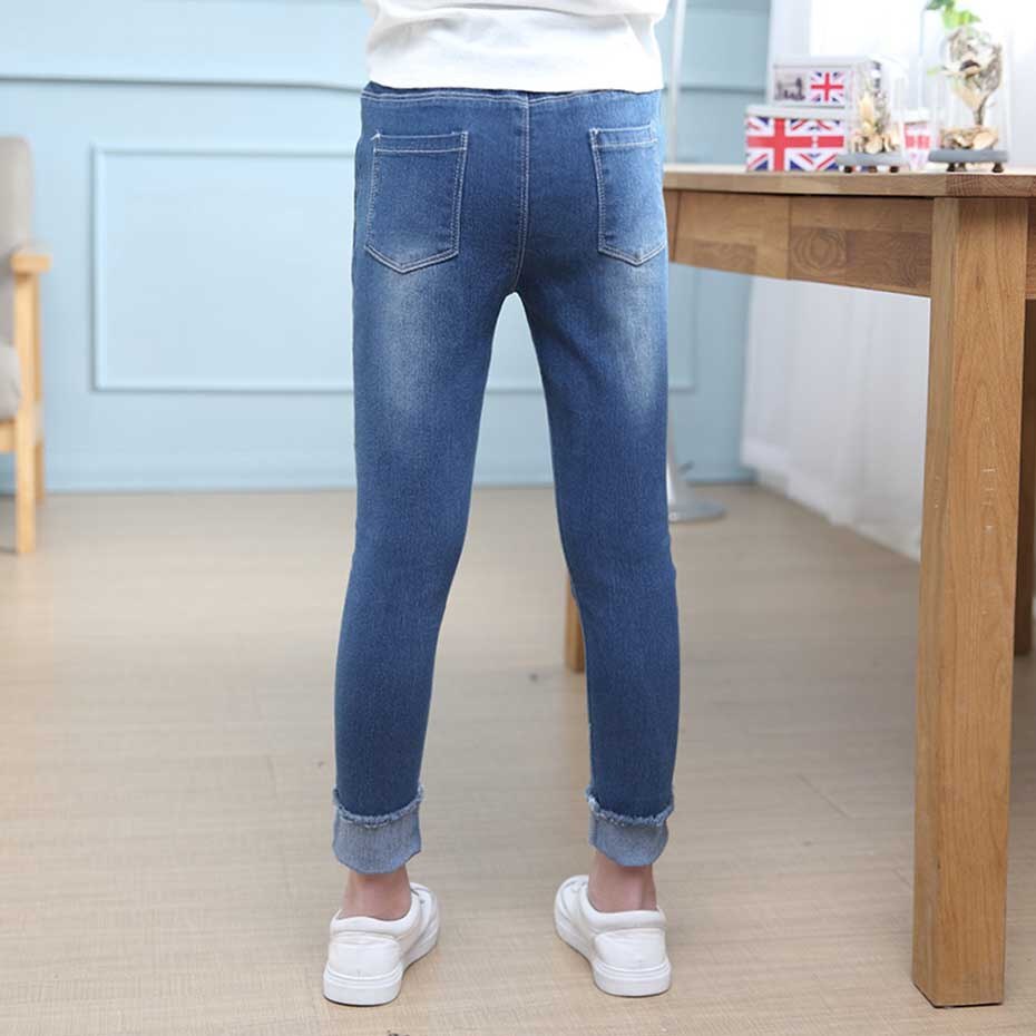 Jeans For Girls Letter Embroidery Girl Jeans Kids Elastic Waist Kids Jeans Pants Spring Autumn Casual Jeans Clothes For Girls