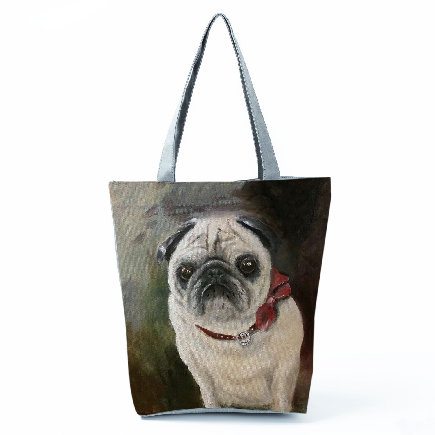 Mops z nadrukiem z psem torby na zakupy wielokrotnego użytku Animal Graphic praktyczne ekologiczne składane torebki przenośne pojemniki do przechowywania na zewnątrz dla kobiet: hl4444 Dog Handbag