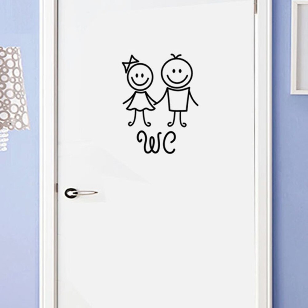 Girl Boy WC Toilet Door Sticker Logo sticker Cute Cartoon Self Adhesive Reusable Removable Bathroom Waterproof PVC Easy Apply #