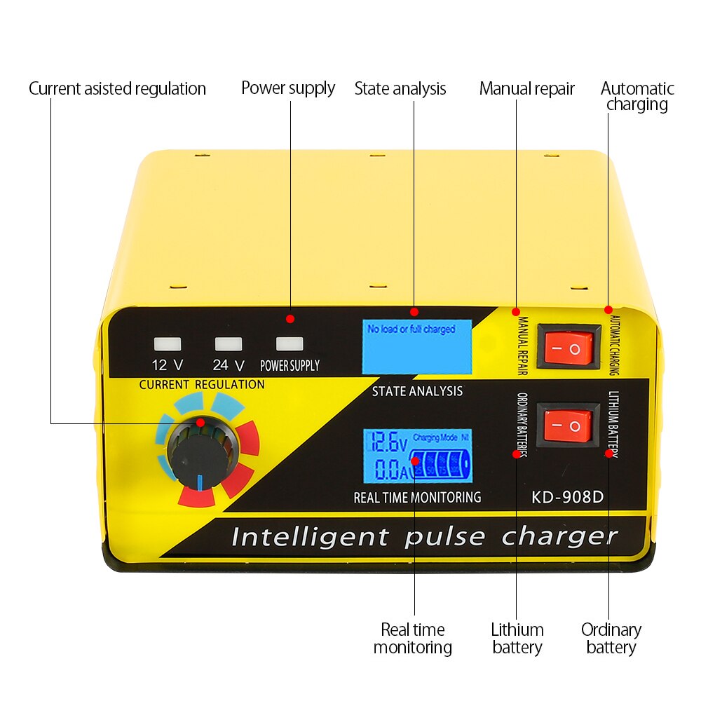 High-power car truck battery charger 12V24V Volt car engineering vehicle battery charging machine