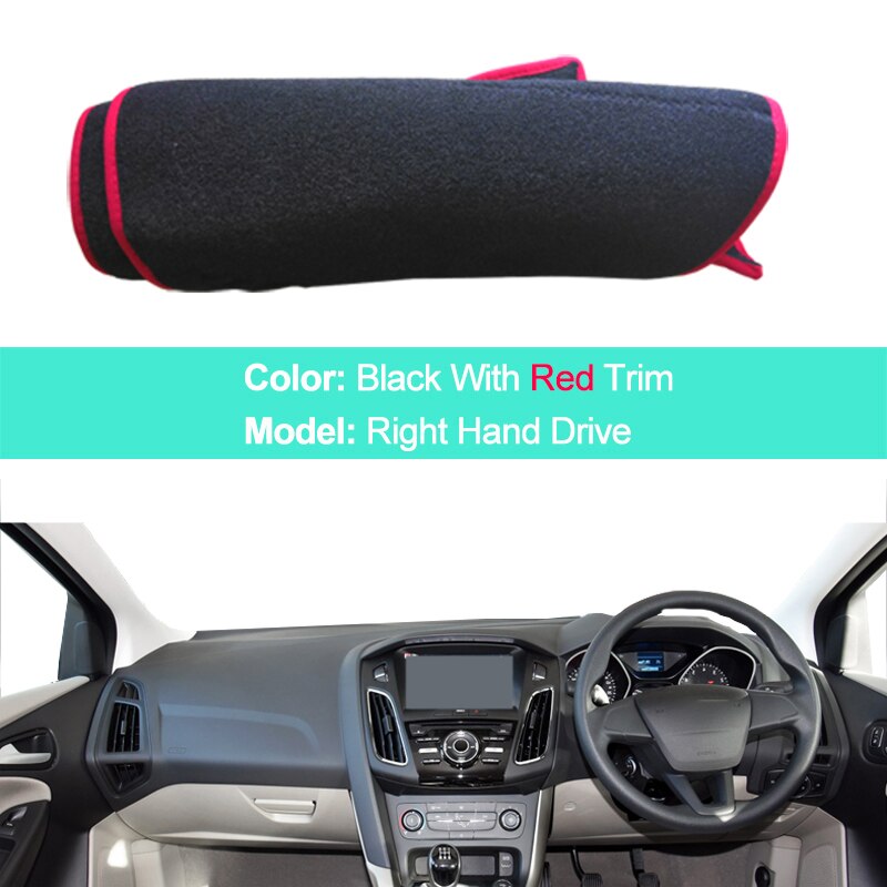 Cubierta de salpicadero interior de coche, alfombra, capa, almohadilla, para Ford Focus Titanium SE Electric S SEL , , , , , , 2 capas: RHD Red