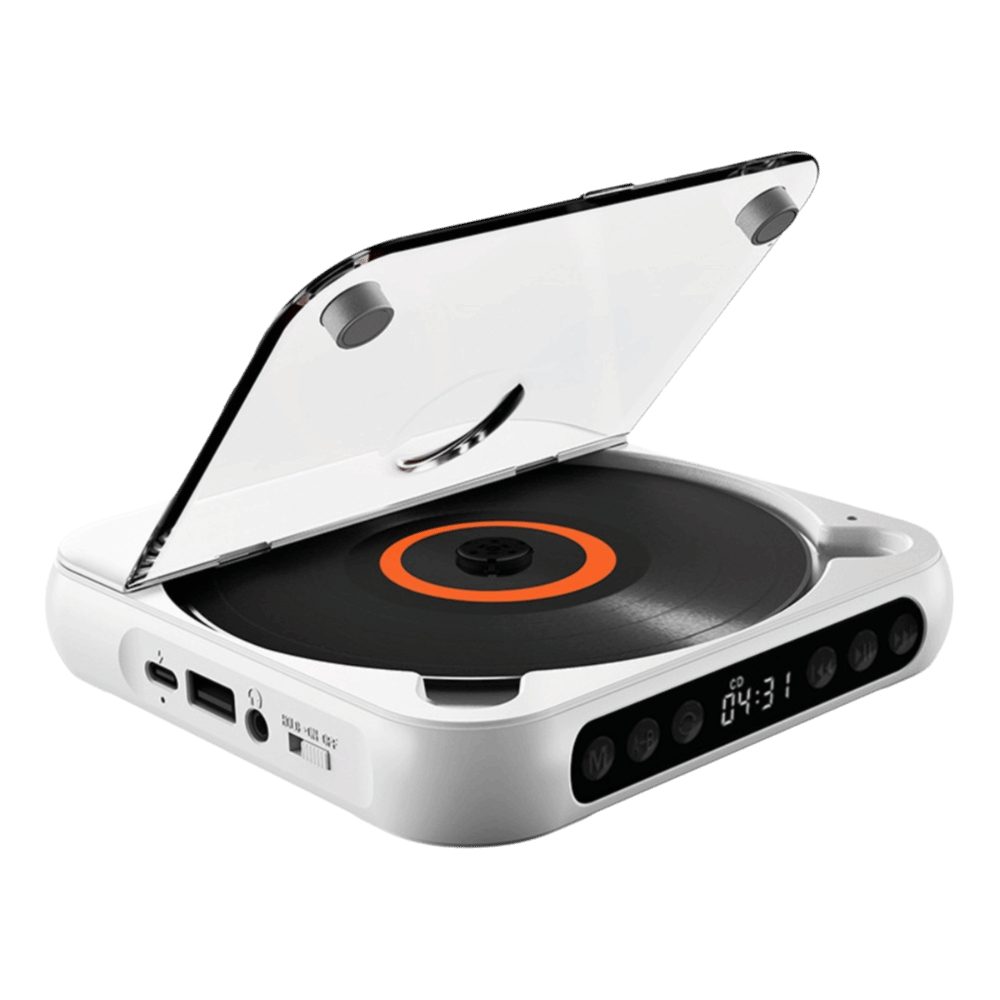 Dustproof Cover CD Player A-B Repeat Timer 6 Modes Portable Music Player LED Screen FM Radio Bluetooth Music Player: YELLOW