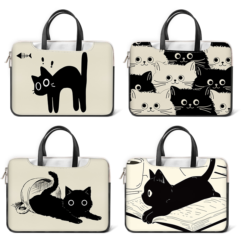 DIY PU Laptoptas Kat Cover Laptop Sleeve Handvat Tas 12 13 14 15 17 inch Voor Macbook/HP/Asus/Acer/Lenovo Draagtas Accessoires