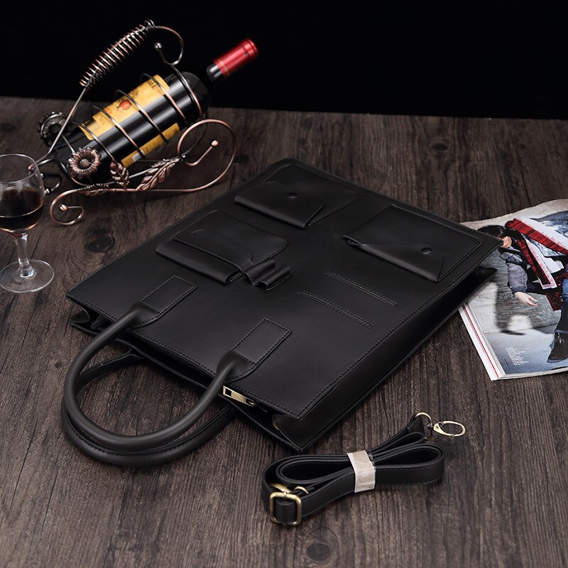 022519 men handbag male large tote bag man black briefcase