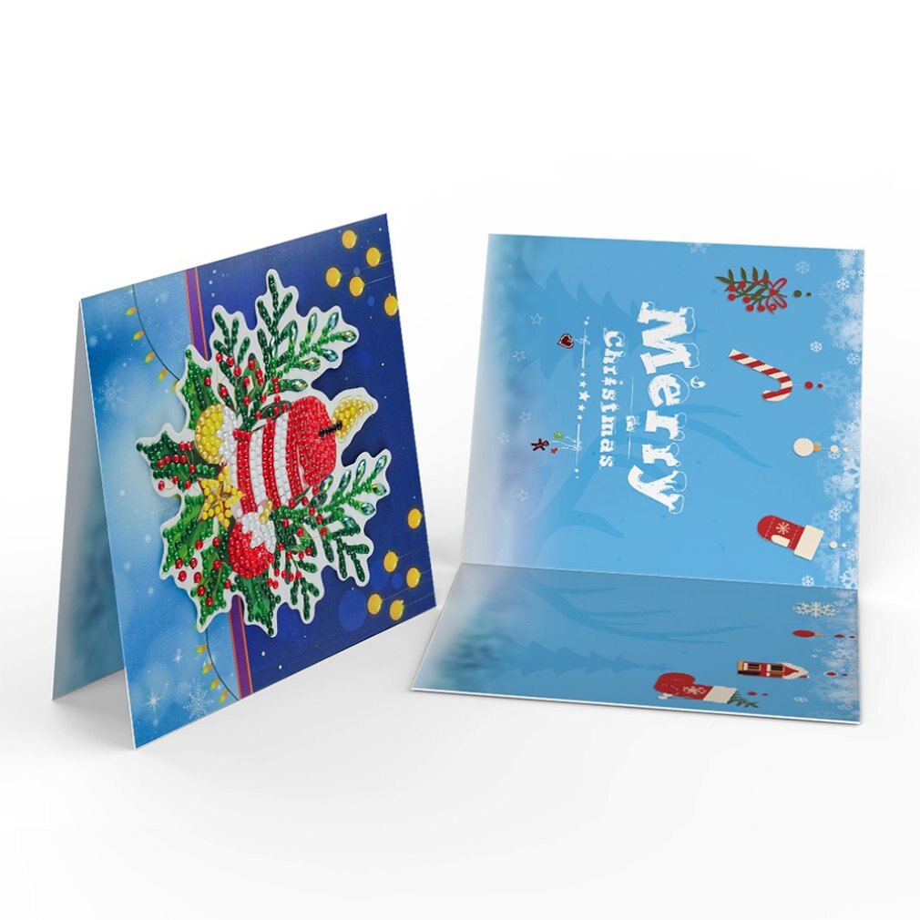 HK101 8pcs Diamond Cards Diy Cross Stitch Cartoon The Christmas Card Diamond Painting Greeting Cards