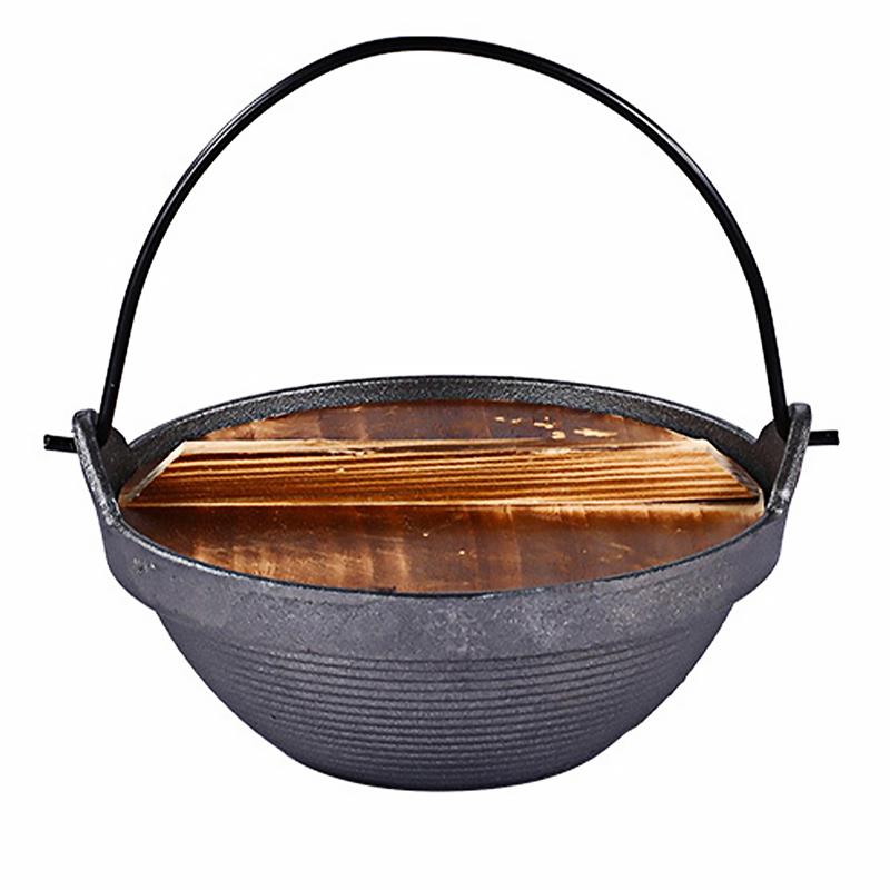 Sukiyaki – ensemble de marmite à soupe en fer, fil de fonte de Style japonais, casserole chaude robuste et antiadhésive avec couvercle en bois: Default Title
