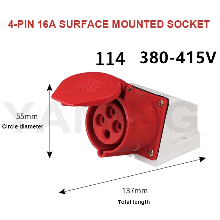 4-Core Pins 16A/32A Waterproof Industrial Plug Socket Concealed Open Connector Aviation Explosion-proof Male And Female: 16A surface mounted 