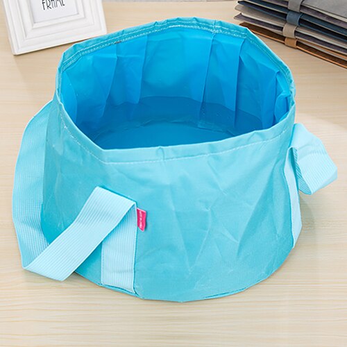 15L portátil de viaje al aire libre plegable lavabo de Camping cuenca tazón bolsa de lavamanos de baño de pie de cubo: blue