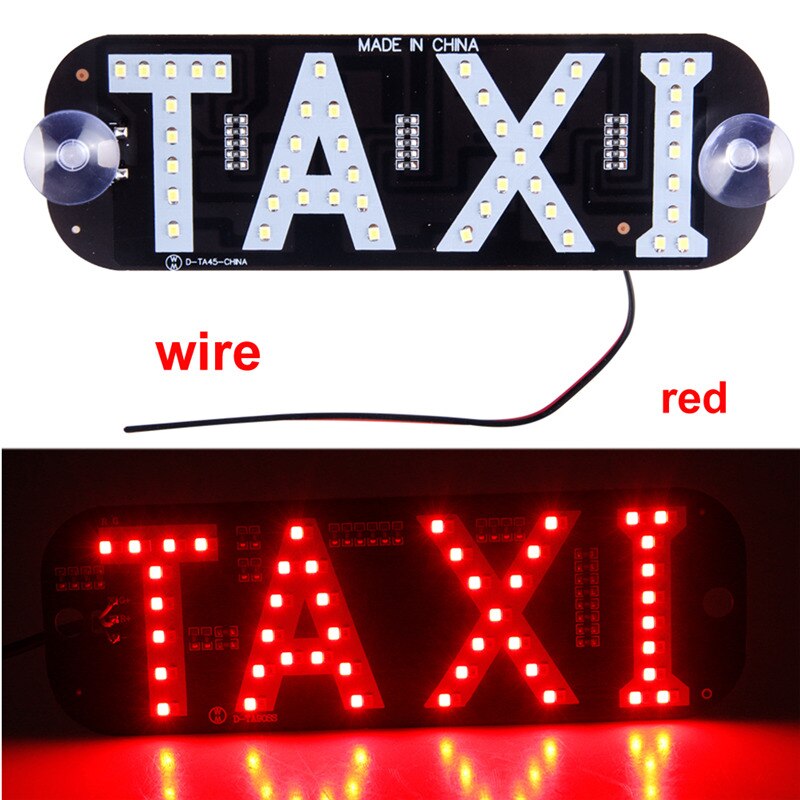Werbung Licht für Taxi Tafel Zeichen 12V LED Auto Ladegerät Windschutzscheibe Taxi Anzeige Signal Licht Windschutzscheibe Lampe Taxi oben licht: Kabel rot