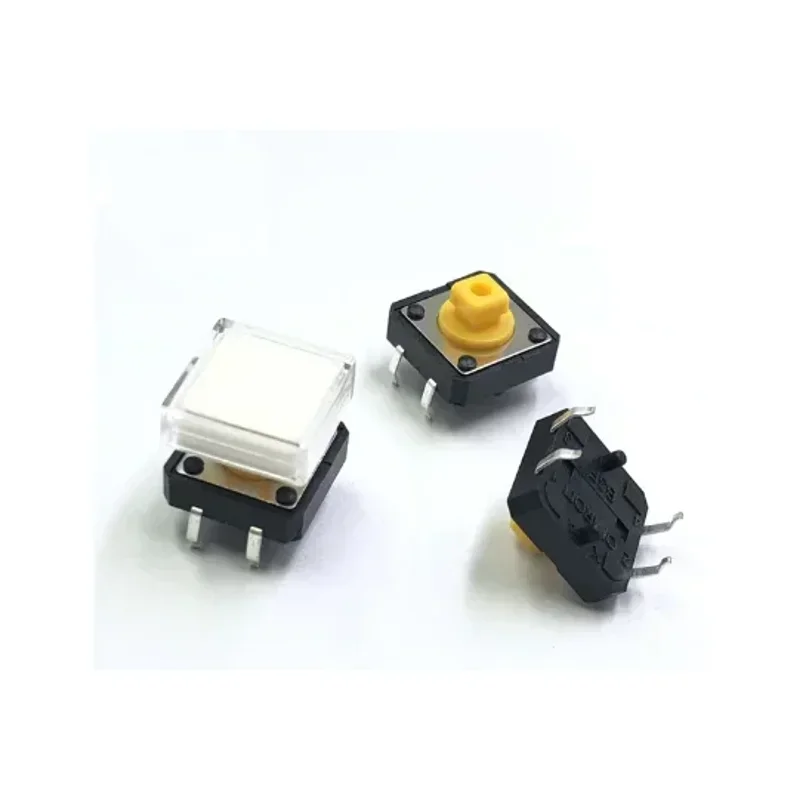 10 Stuks B3f Tactiele Drukknopschakelaar + A14 Kleur Hoed 10 Stuks + Transparante Dop 10 Stuks Kortstondige Tact Touch Microschakelaar 12*12*7.3Mm
