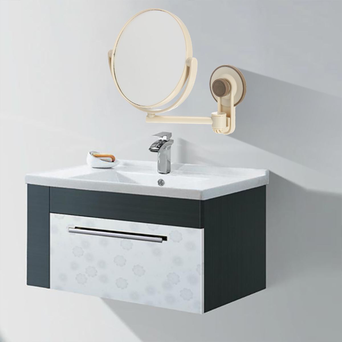 Wall Mount Extending Folding Double Side Makeup Mirror 3x Magnification Bath Shaving Cosmetic Mirror