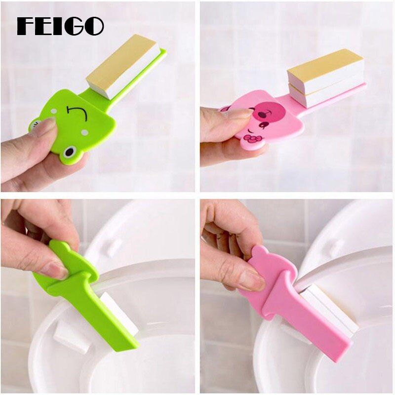 FEIGO, 2 piezas, nueva, bonita funda de dibujos animados, dispositivo de elevación, tapa de baño, inodoro, manija portátil, accesorios para Asiento de baño, inodoro, F104