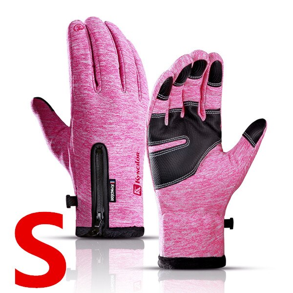 XiaoMi mijia outdoor sports gloves winter warm plus velvet fingertips touch screen splash-proof riding gloves for men and women: Pink S