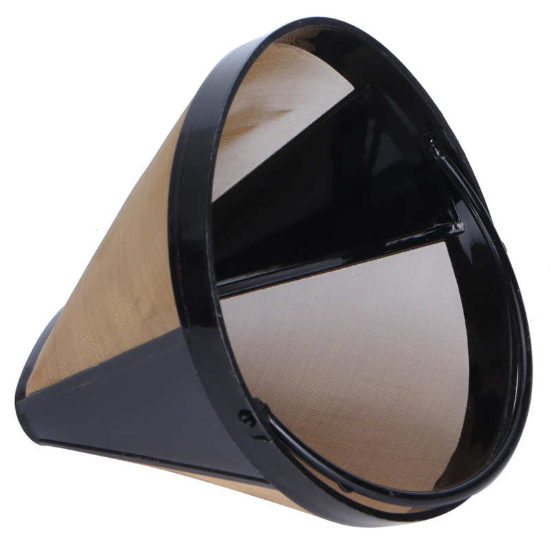 Stainless Steel Coffee Filter Coffee Machine Reusable Cone Coffee Filter Strainer Gold Coffee Make Machine Parts
