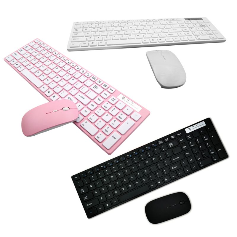 Uniwersalna Cicha Ultra-cienka Klawiatura i Mysz Bezprzewodowa 2.4G do Laptopa PC