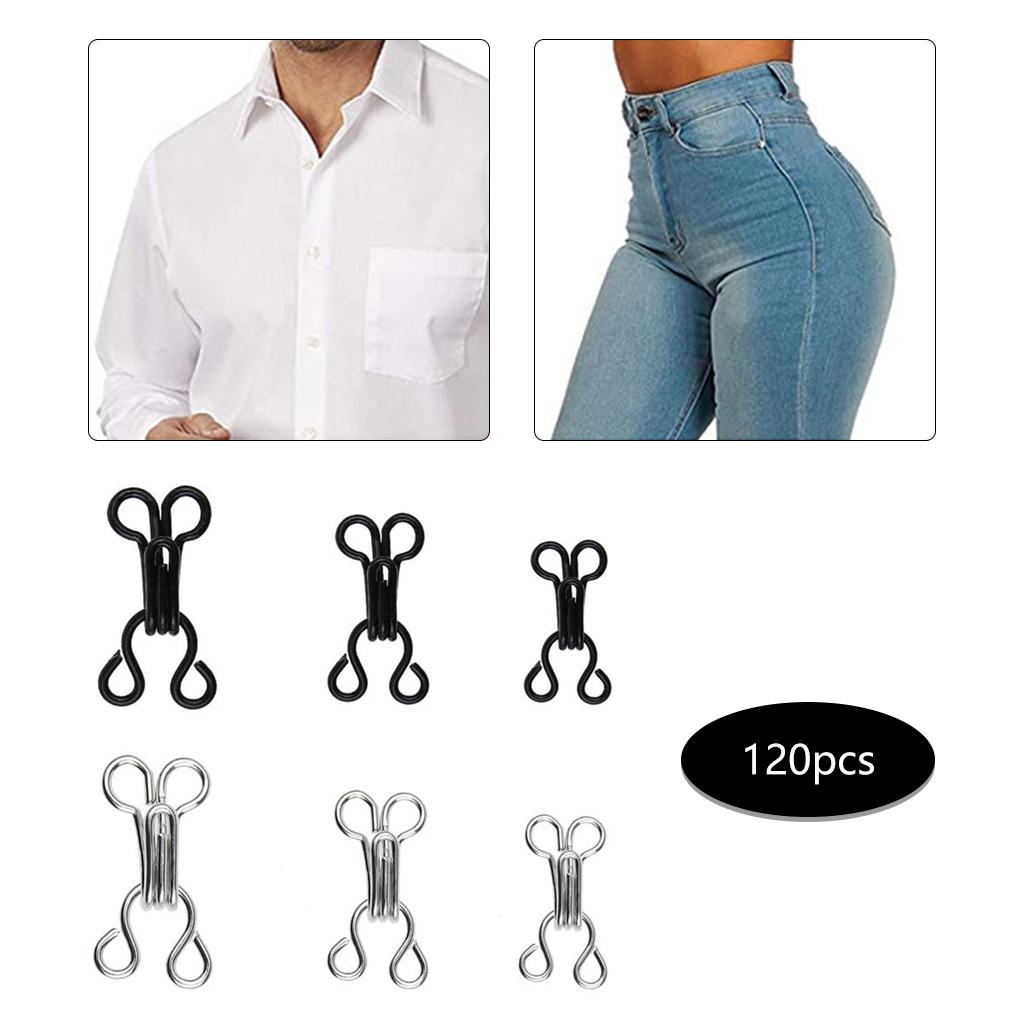 Paquete de ganchos de costura y cierre de ojos, 3 tamaños para coser, manualidades, reparación de ropa, sujetador, color negro y plateado, 24 unidades, 120