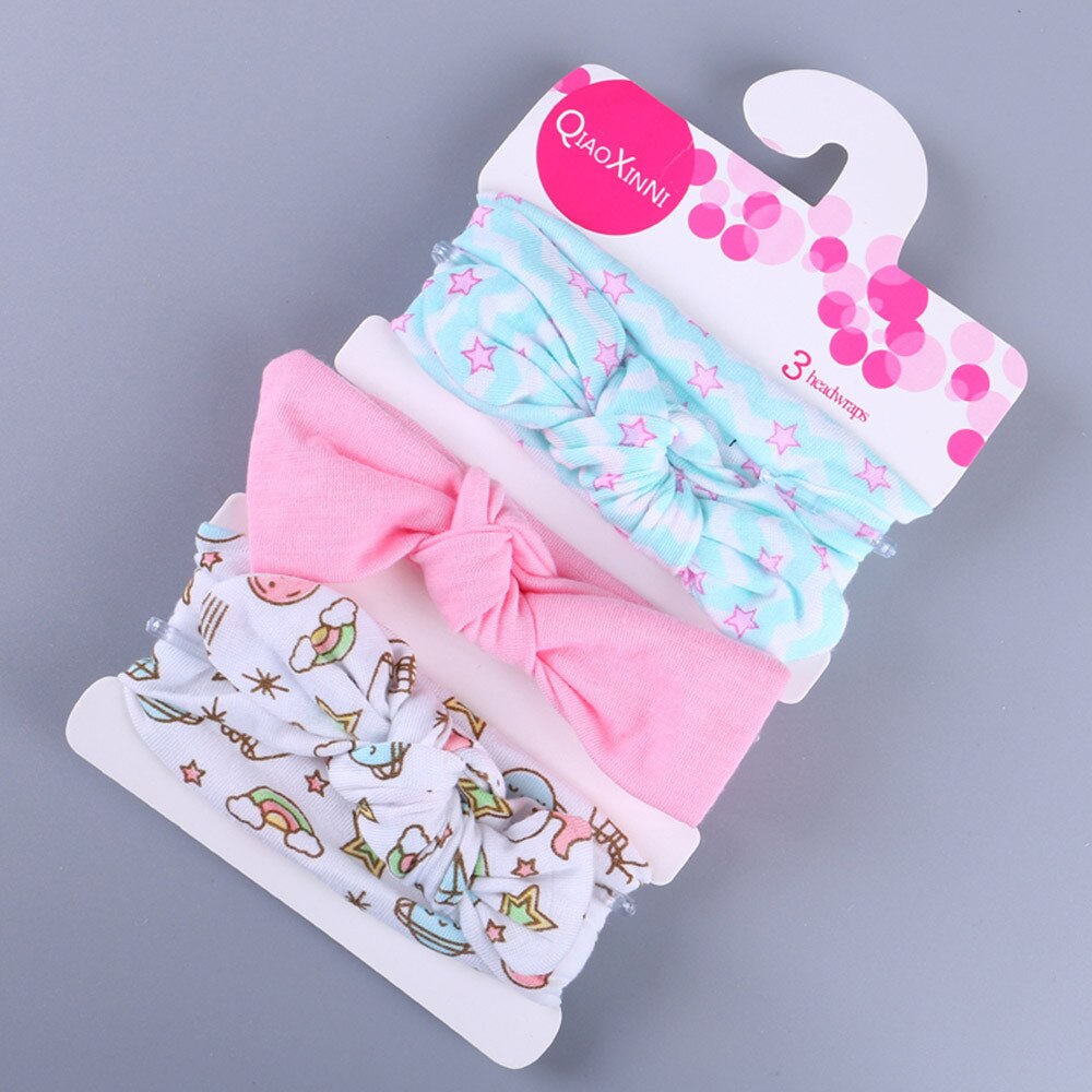 Baby pannband 3 st barn blommigt pannband flickor baby elastisk pilbåge tillbehör hårband set baby hår accessoarer