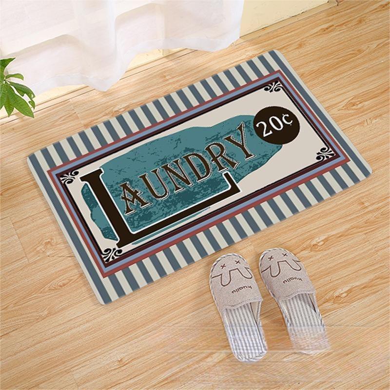 Vloermat voor de wasruimte, geschikt voor binnen, toilet en entree, decoratief, wasbaar, antislip, gemakkelijk schoon te maken, kreukvrije deurmat