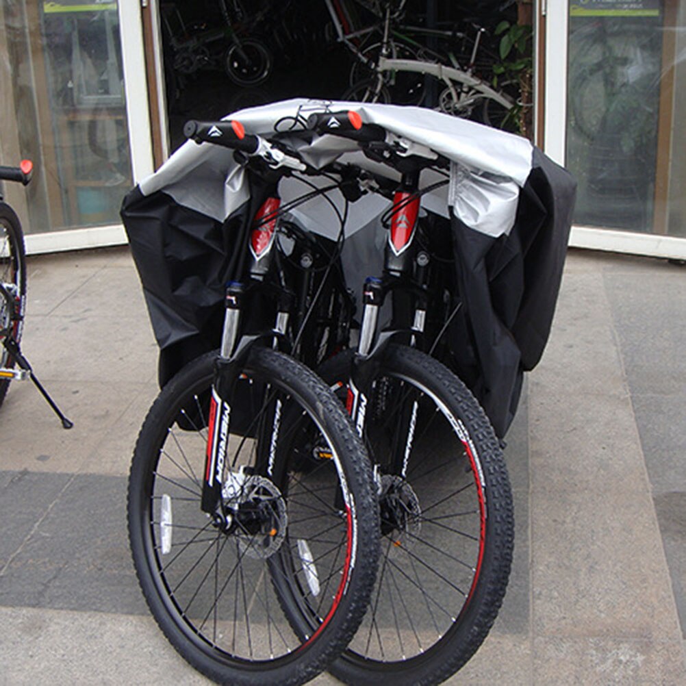 Wasserdicht Bike Abdeckung Doppel 2 Fahrrad Zyklus Roller Regen und Staub Beständig UV Schutz für Bikes (Silber und Schwarz, M, Zwei Bik