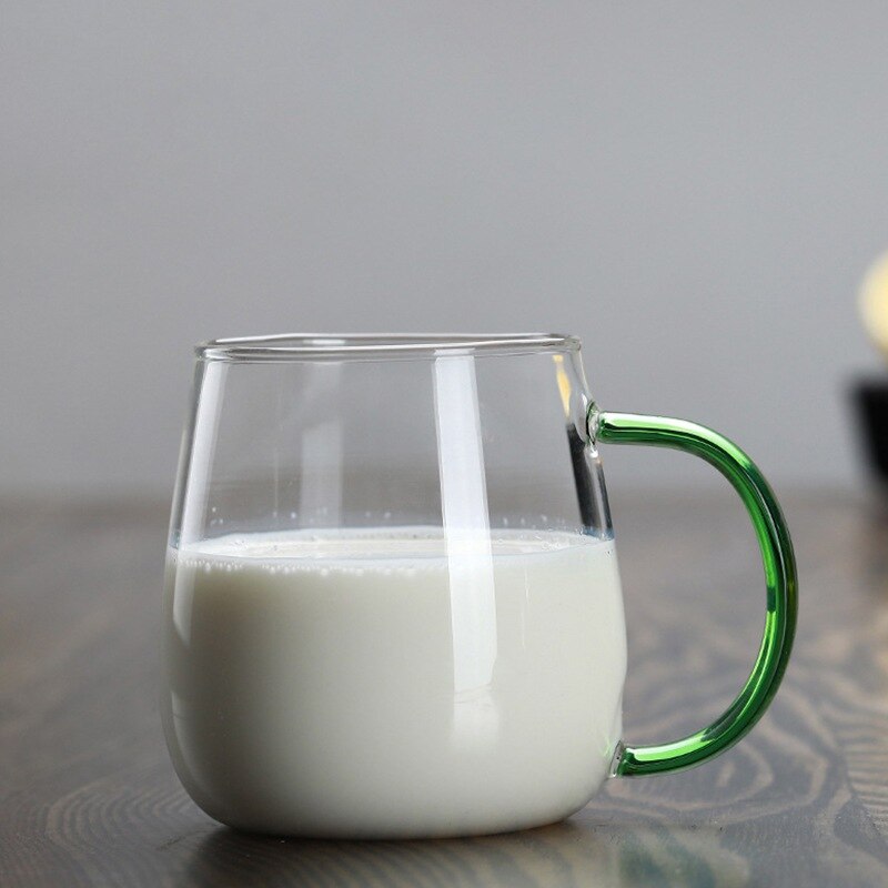 350ml Glass Water Cup Simple Home Glass Mushroom Cup With Cover Bring Coffee Cup Lake Green Mushroom Cup: B