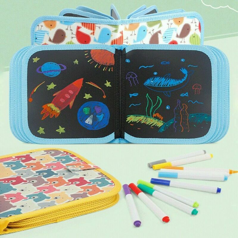 Planche à dessin Portable 3 couleurs | Set pour enfants Graffiti doux, dessin Animal effaçable, livre d'images, bricolage livres de dessin