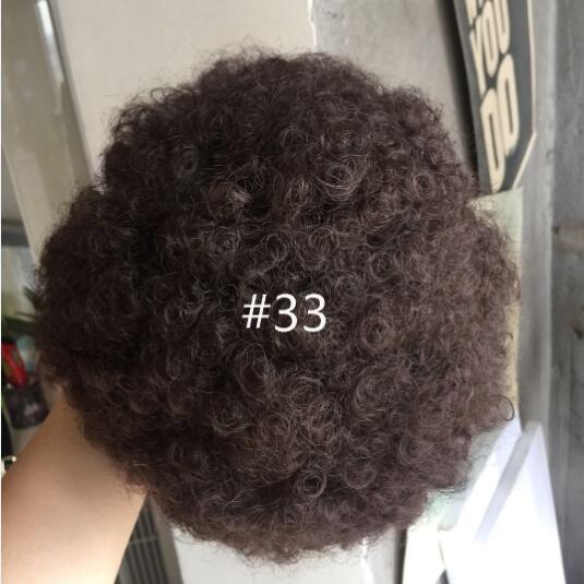 Corto Afro Puff moño de pelo sintético Chignon Hairpiece para mujeres negras cordón Cola de Caballo rizado Updo Clip extensiones de cabello: #33